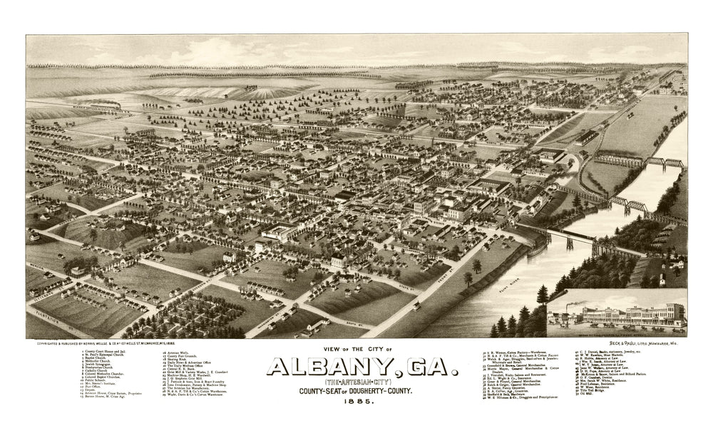 Vintage Map of Albany, Georgia 1885 print style example