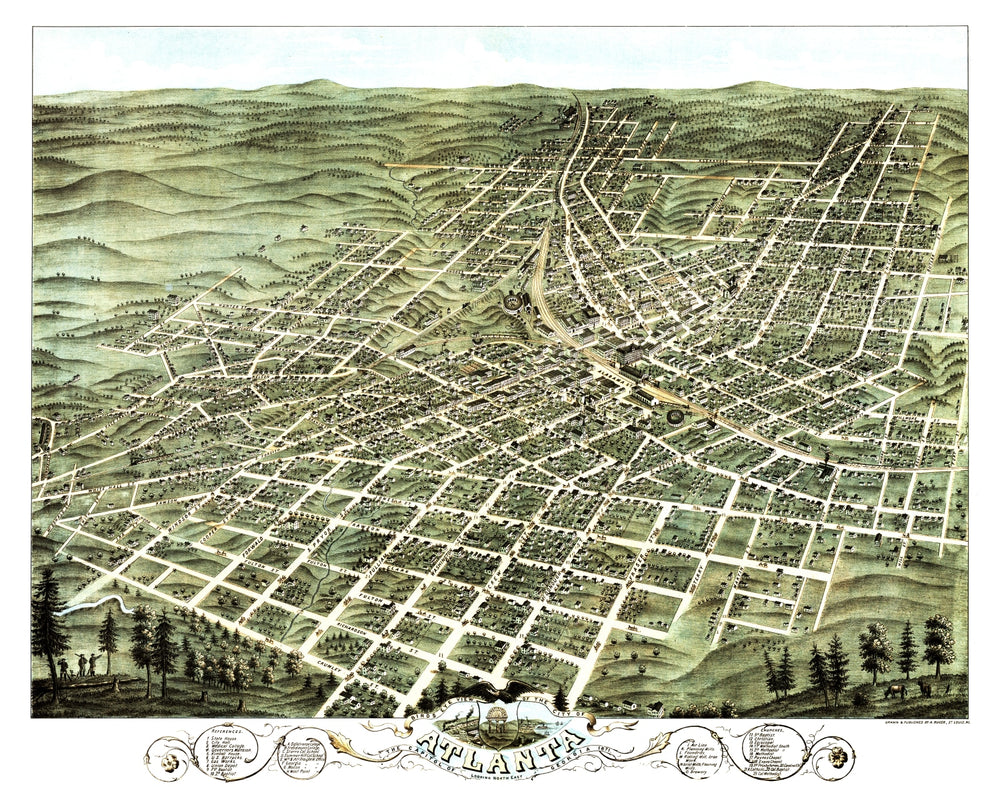Vintage Map of Atlanta, Georgia 1871 print style example
