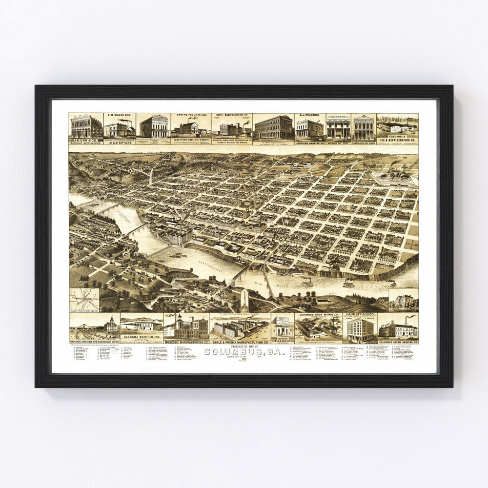Columbus Vintage Map 1886