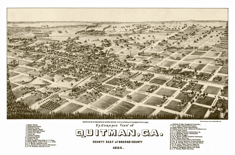 Size comparison using Vintage Map of Quitman, Georgia 1885