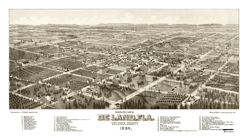 Size comparison using Vintage Map of De Land, Florida 1884
