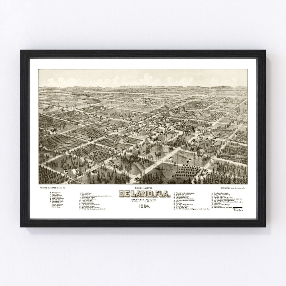 De Land Vintage Map 1884