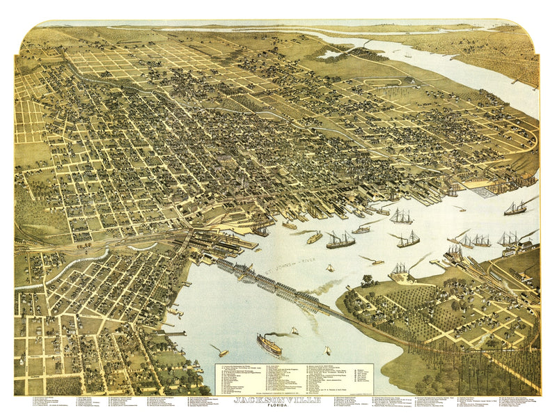 Size comparison using Vintage Map of Jacksonville, Florida 1893