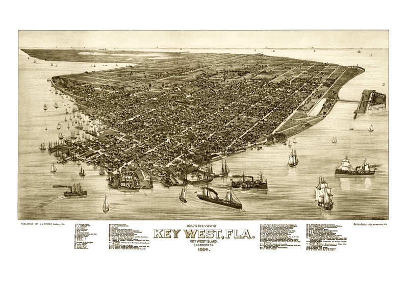 Size comparison using Vintage Map of Key West, Florida 1884