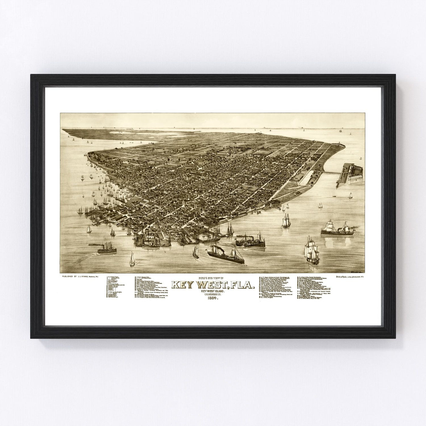 Key West Vintage Map 1884