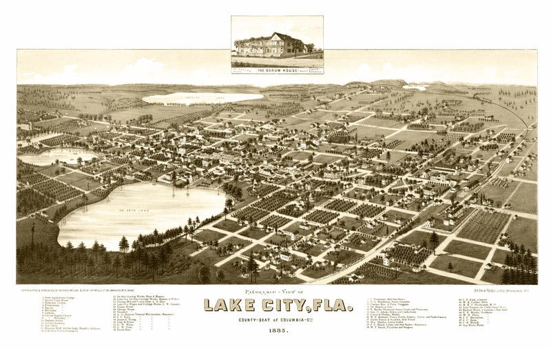 Size comparison using Vintage Map of Lake City, Florida 1885