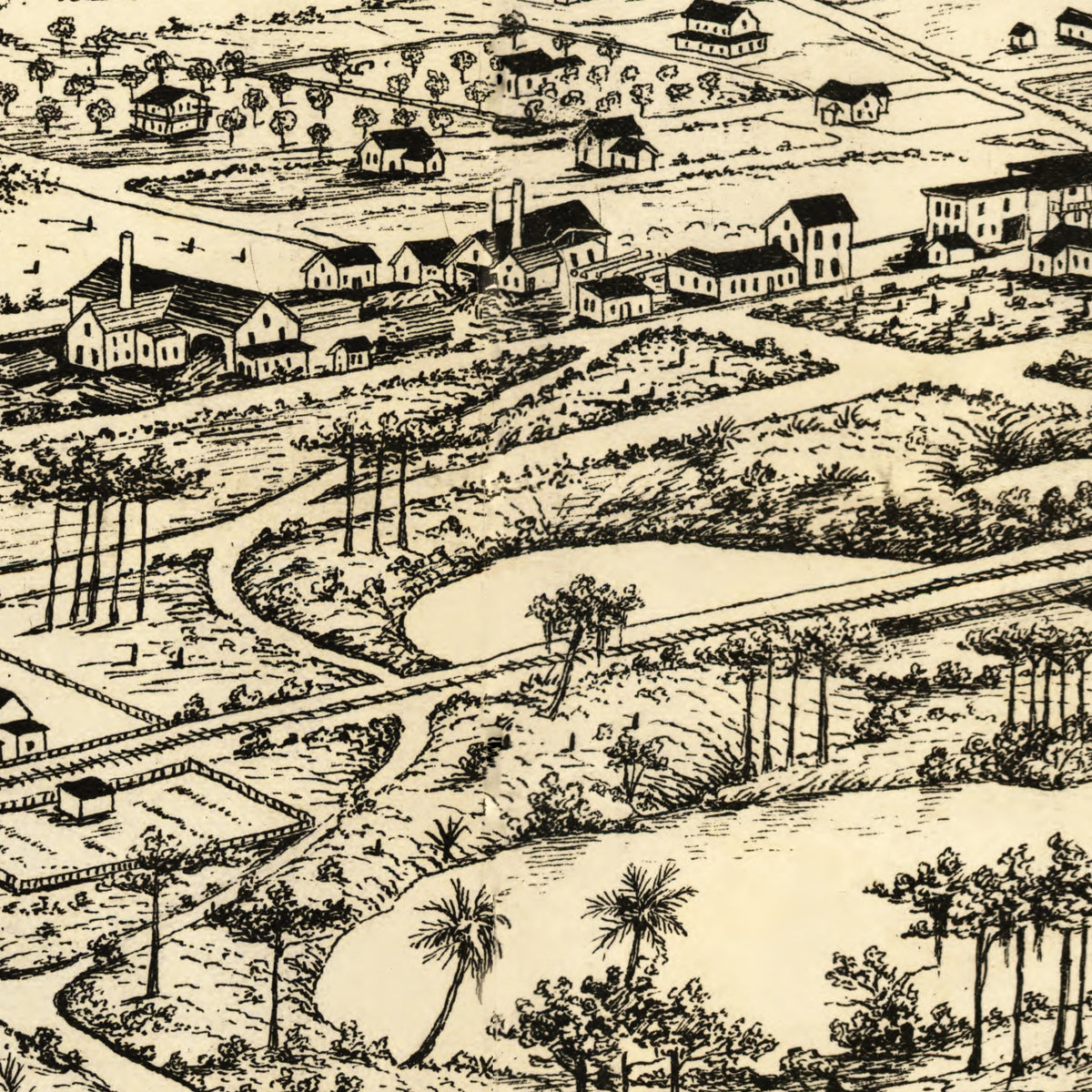 Restored historic details from the 1885 city map of Longwood, Florida