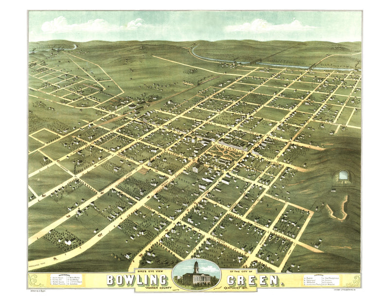 Size comparison using Vintage Map of Bowling Green, Kentucky 1871