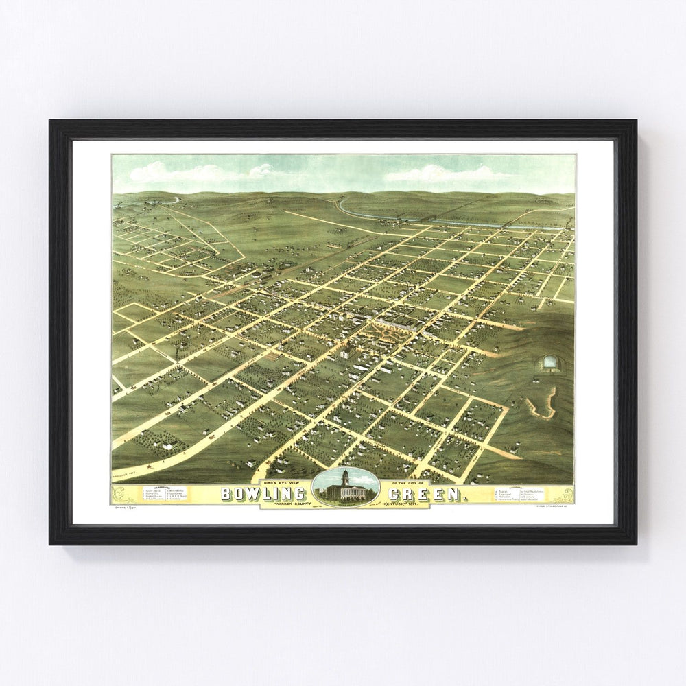 Bowling Green Vintage Map 1871
