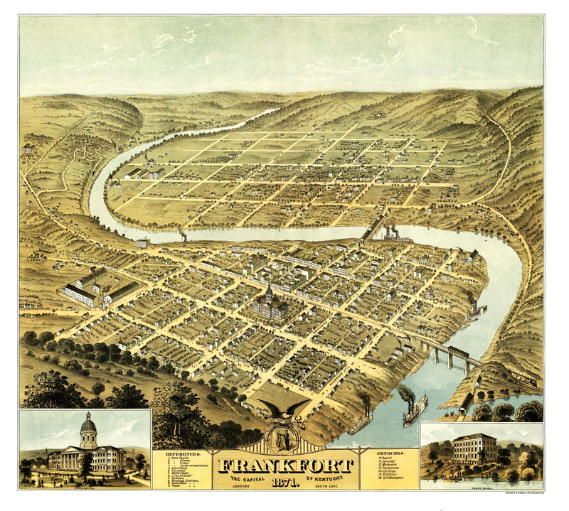 Size comparison using Vintage Map of Frankfort, Kentucky 1871