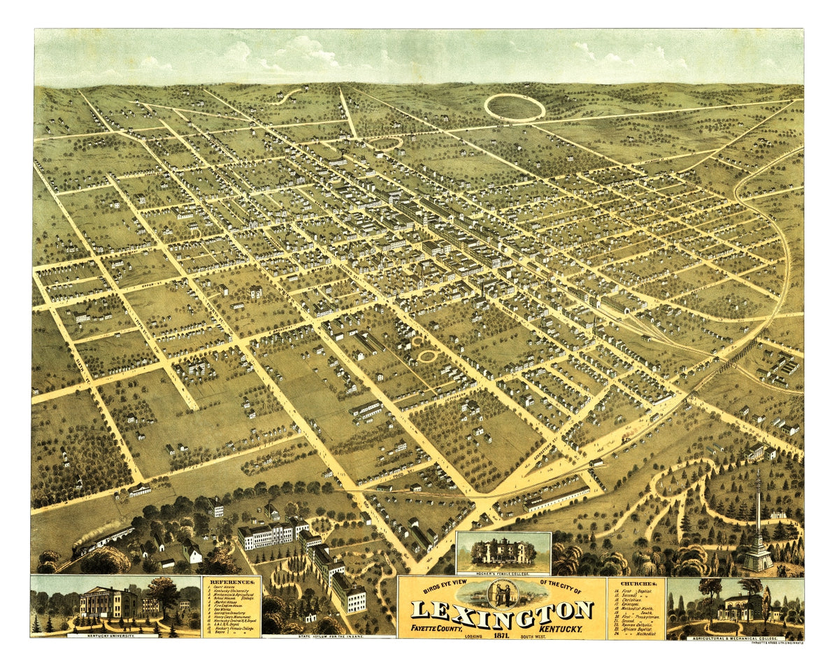 Preview of Vintage Map of Lexington, Kentucky 1871
