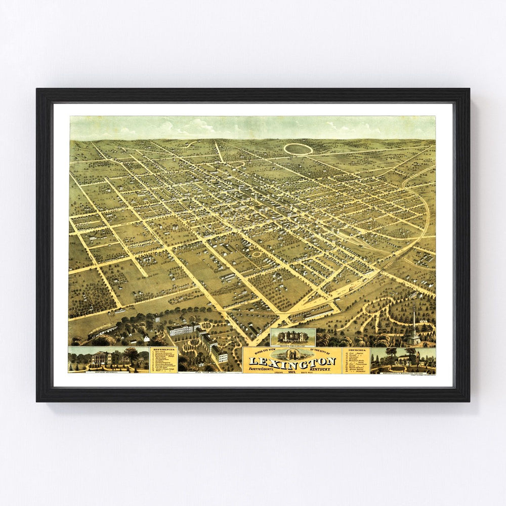 Lexington Vintage Map 1871