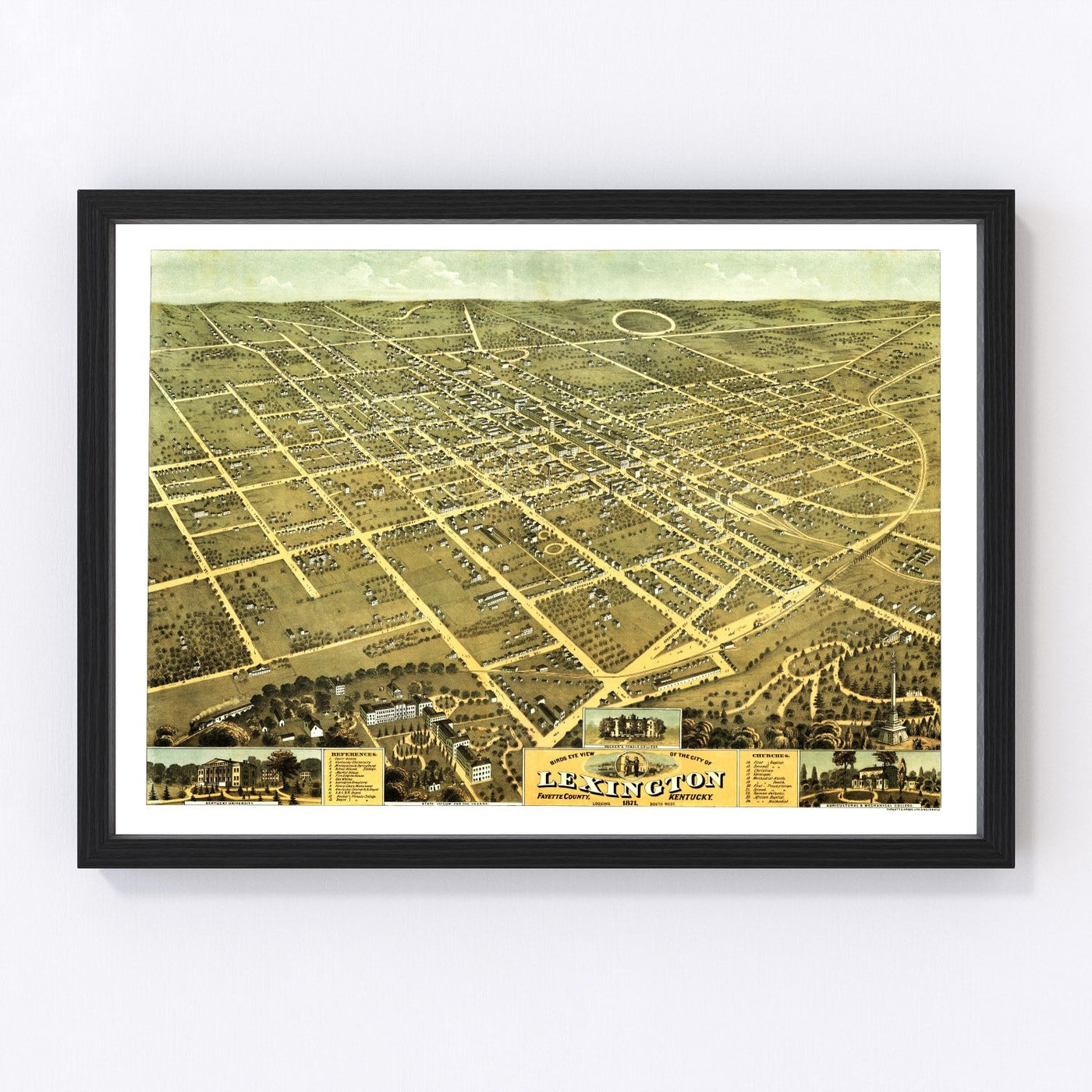 Lexington Vintage Map 1871