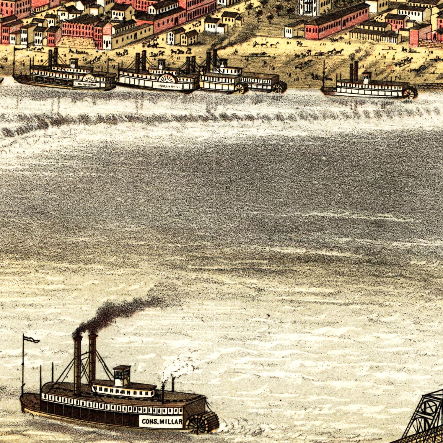 Restored historic details from the 1876 city map of Louisville, Kentucky