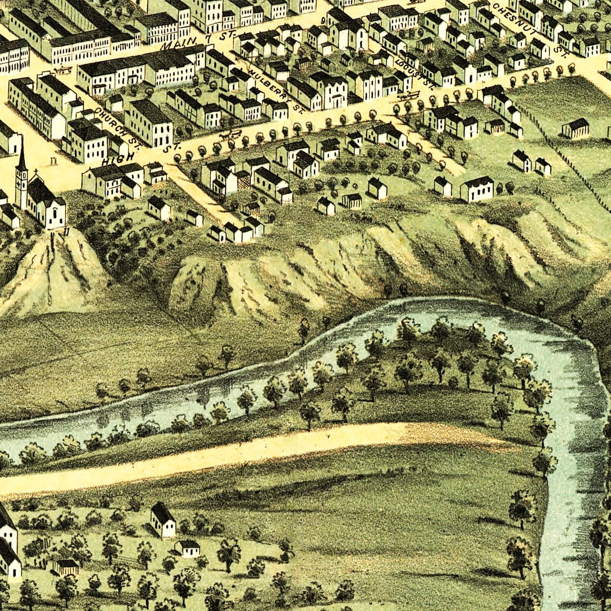 Restored historic details from the 1870 city map of Paris, Kentucky