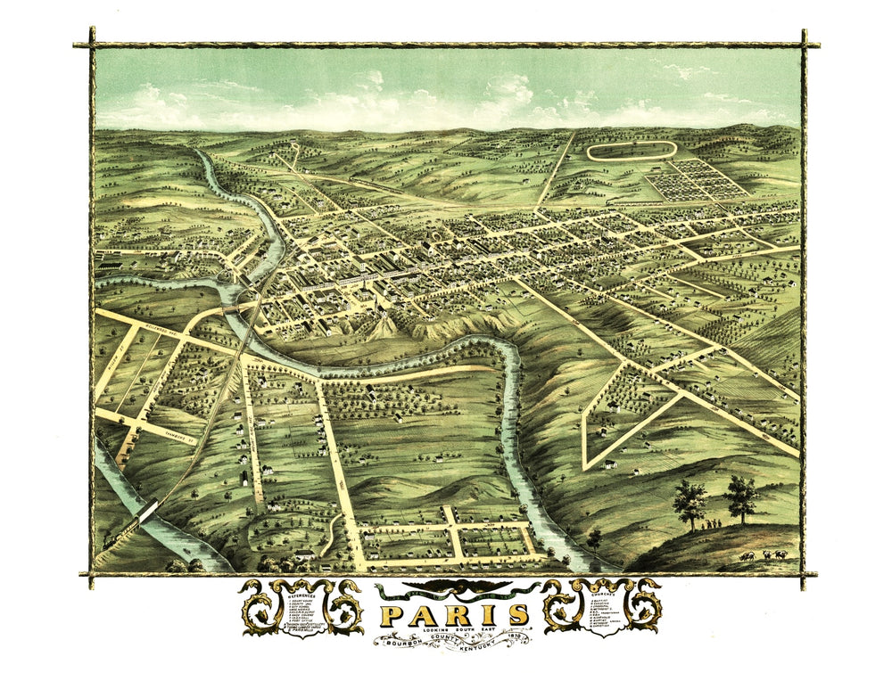 Vintage Map of Paris, Kentucky 1870 print style example