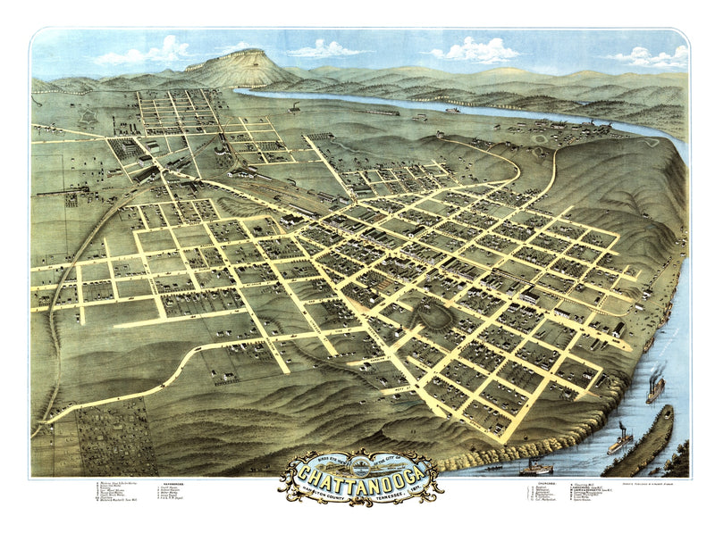 Size comparison using Vintage Map of Chattanooga, Tennessee 1871
