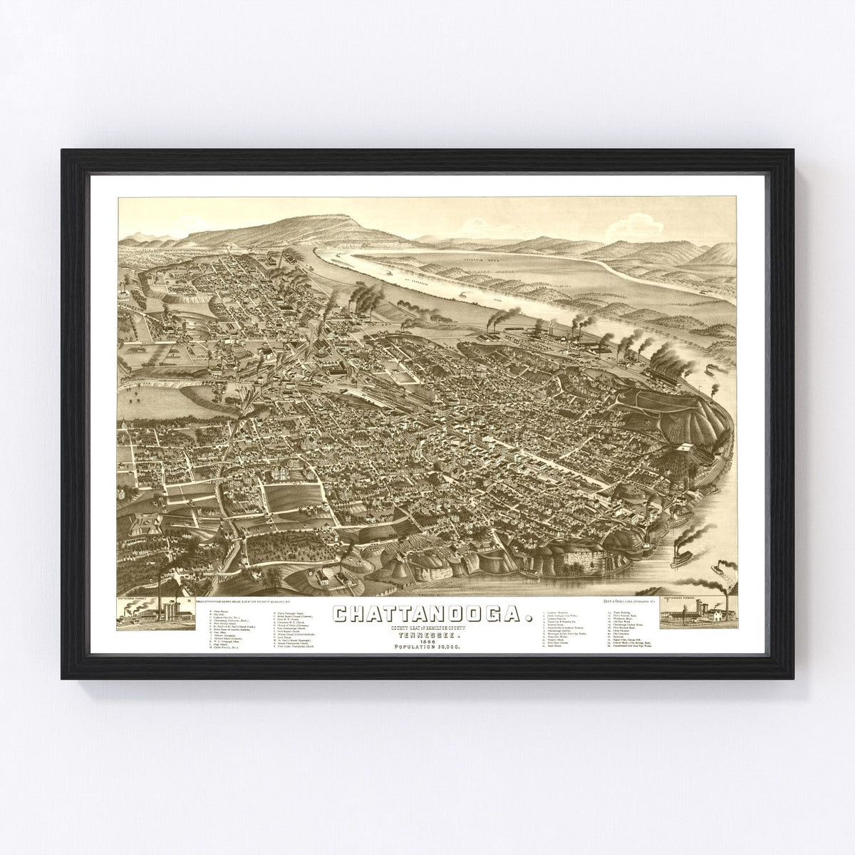 Chattanooga Vintage Map 1886
