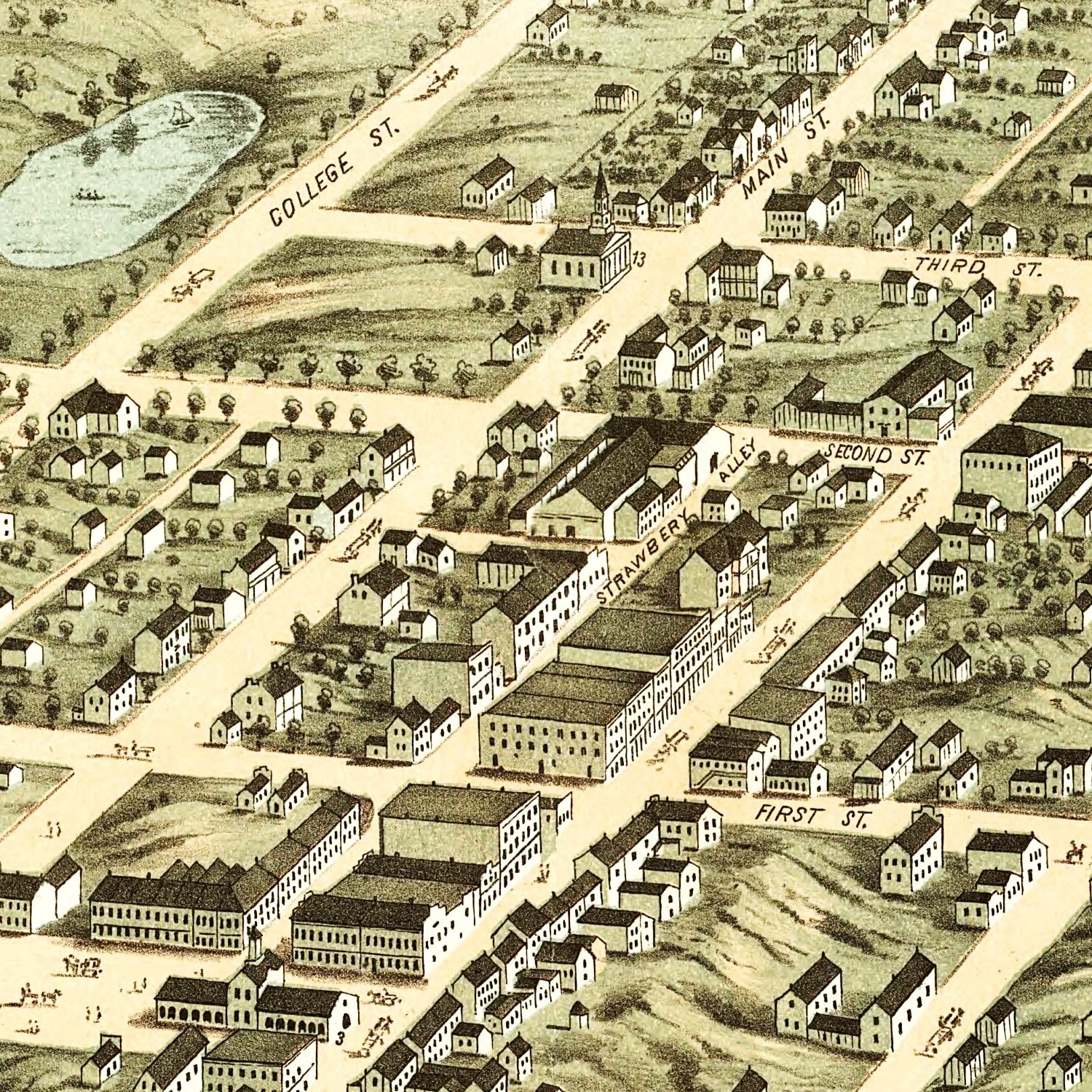 Restored historic details from the 1870 city map of Clarksville, Tennessee
