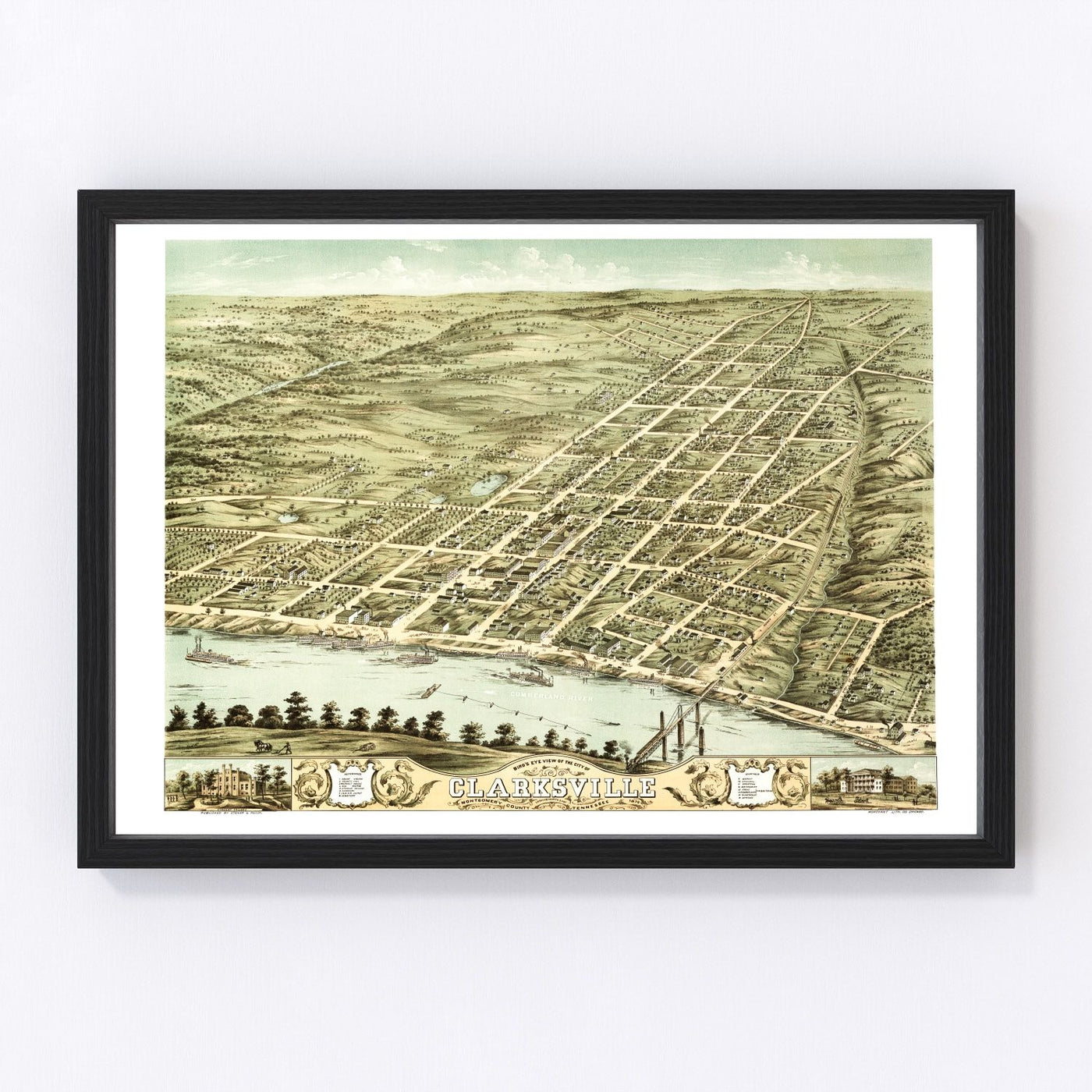Clarksville Vintage Map 1870