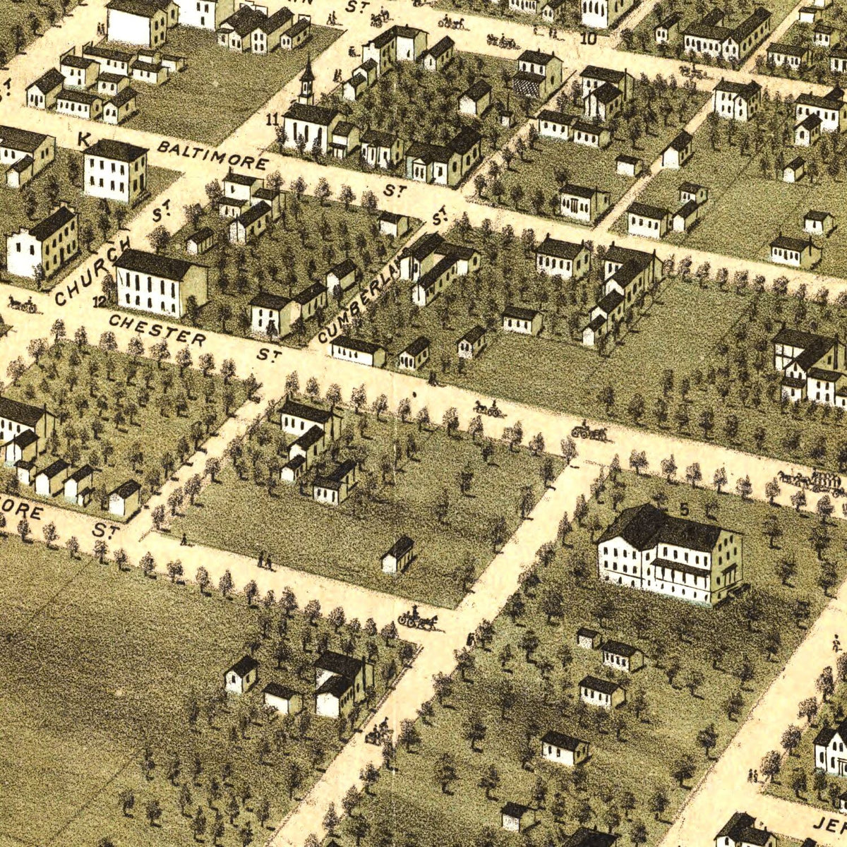 Restored historic details from the 1870 city map of Jackson, Tennessee
