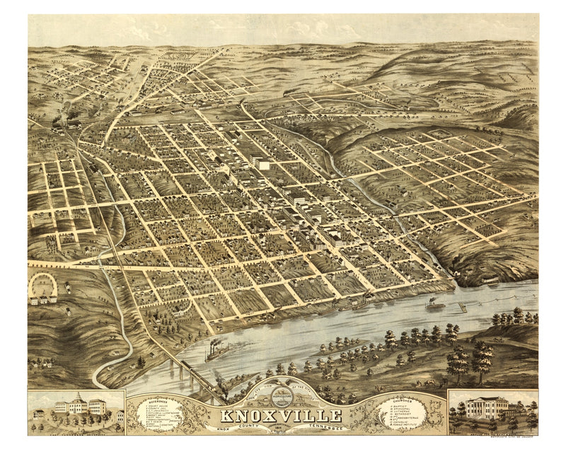 Size comparison using Vintage Map of Knoxville, Tennessee 1871