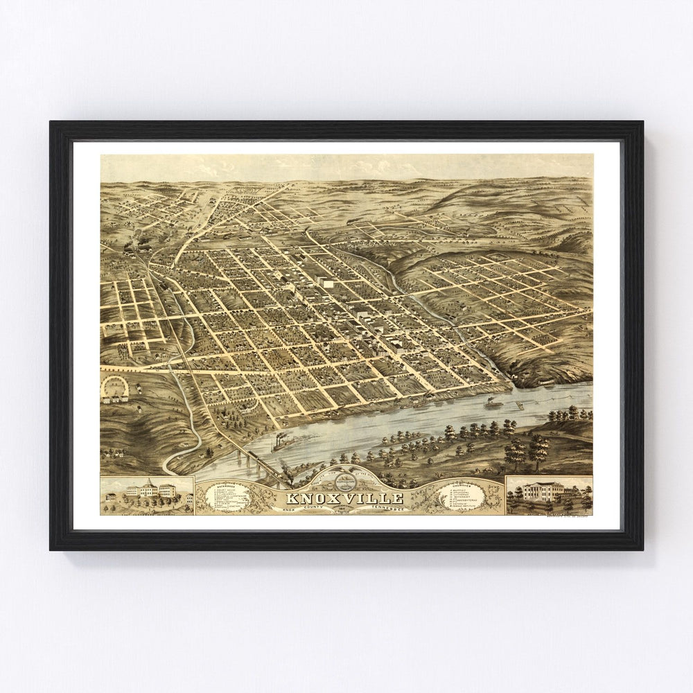 Knoxville Vintage Map 1871