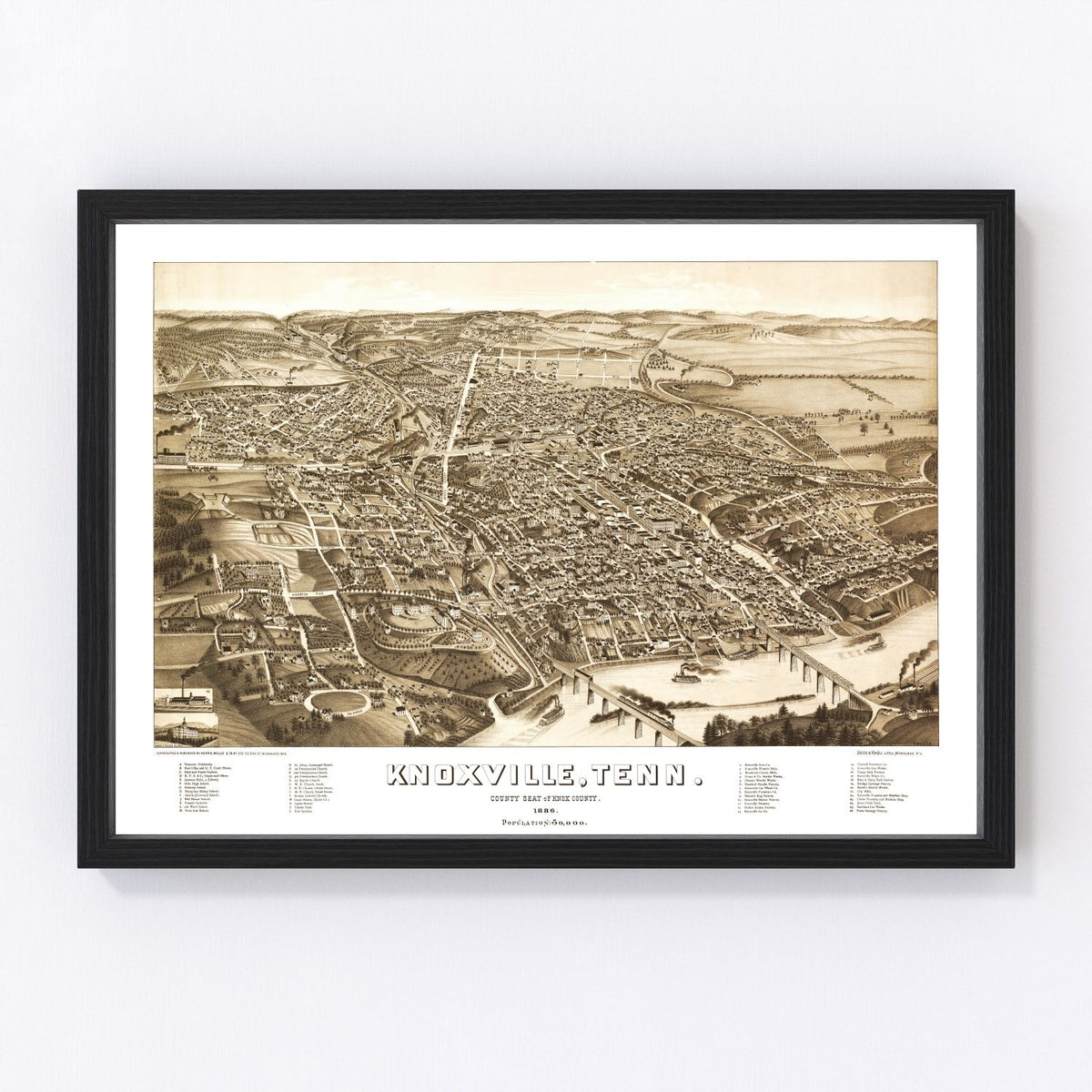 Knoxville Vintage Map 1886