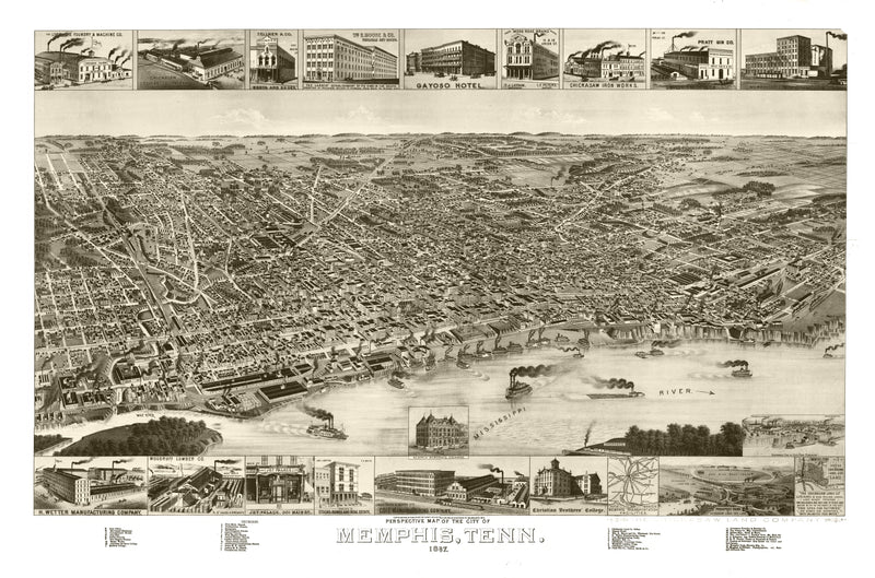 Size comparison using Vintage Map of Memphis, Tennessee 1887