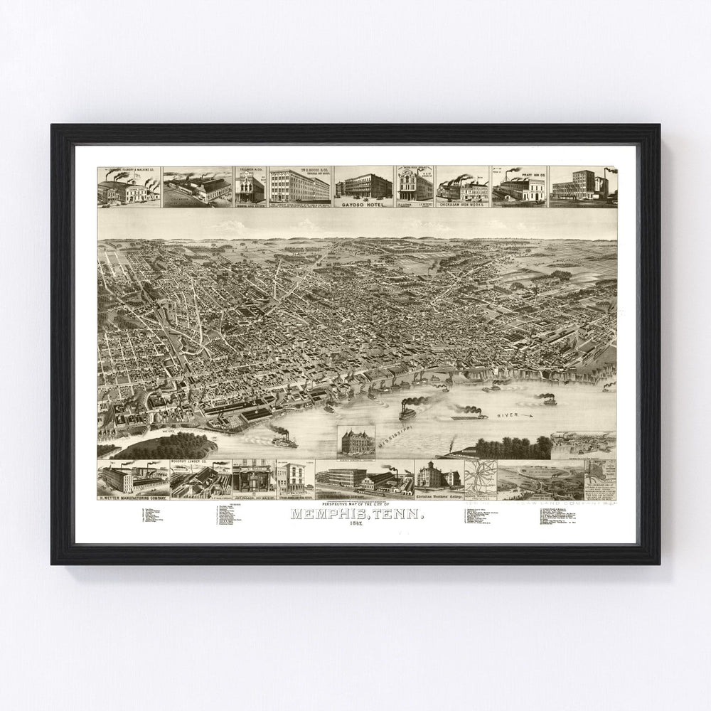 Memphis Vintage Map 1887