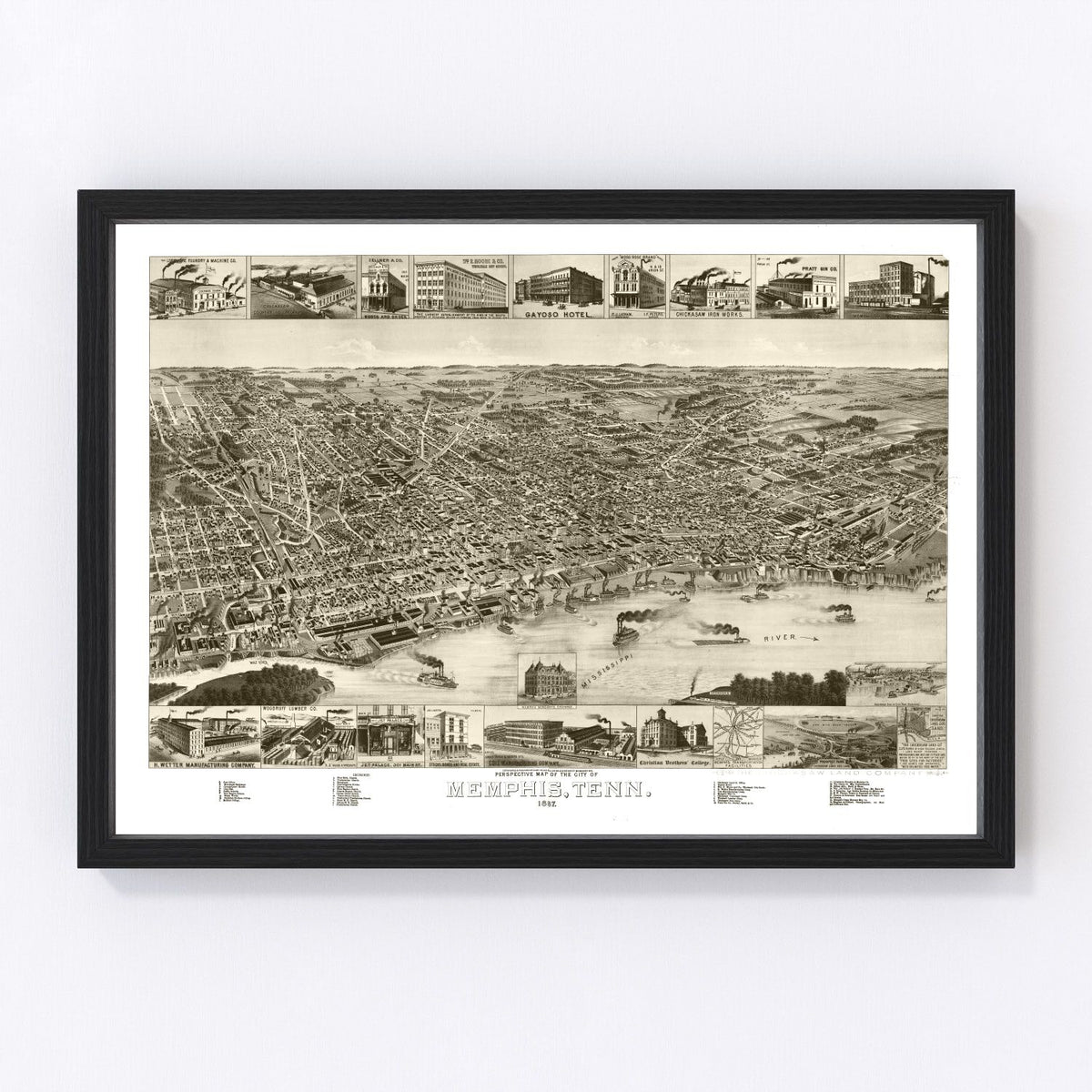 Memphis Vintage Map 1887