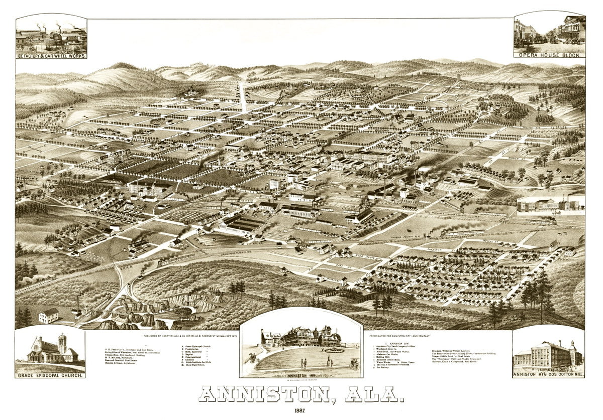 Preview of Vintage Map of Anniston, Alabama 1887