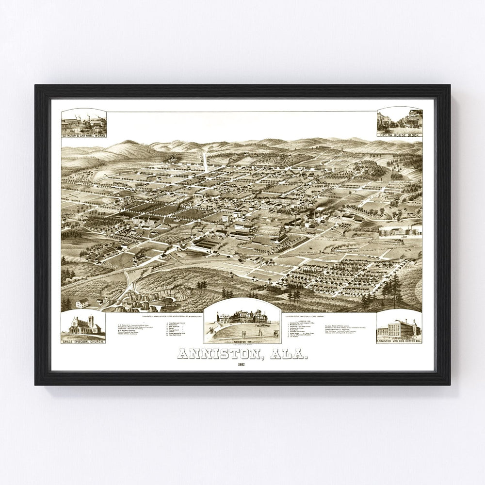 Anniston Vintage Map 1887