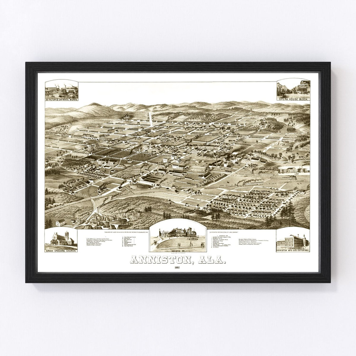 Anniston Vintage Map 1887