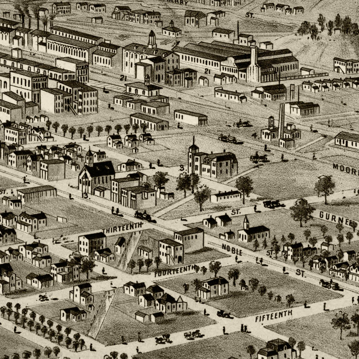 Restored historic details from the 1888 city map of Anniston, Alabama