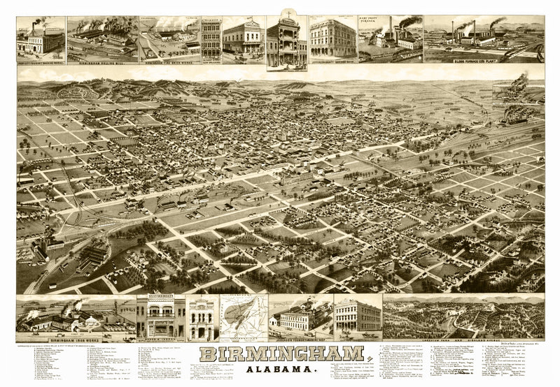Size comparison using Vintage Map of Birmingham, Alabama 1885