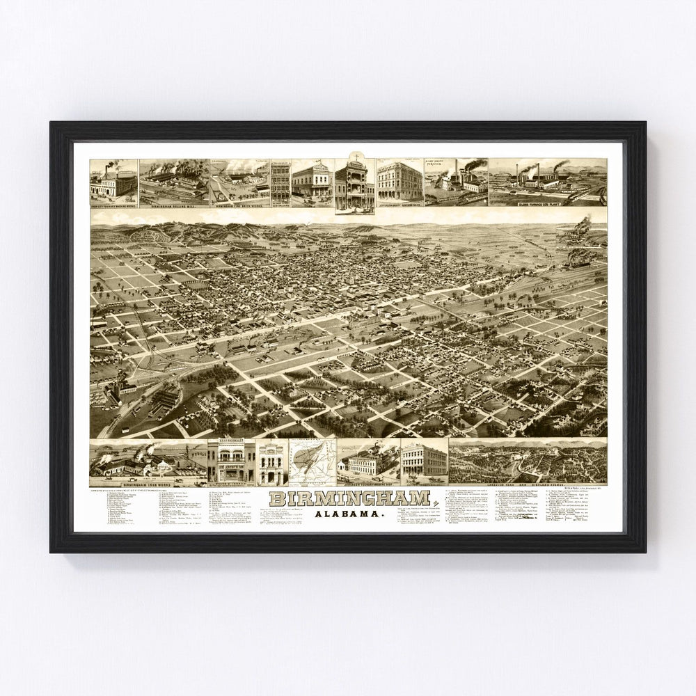 Birmingham Vintage Map 1885