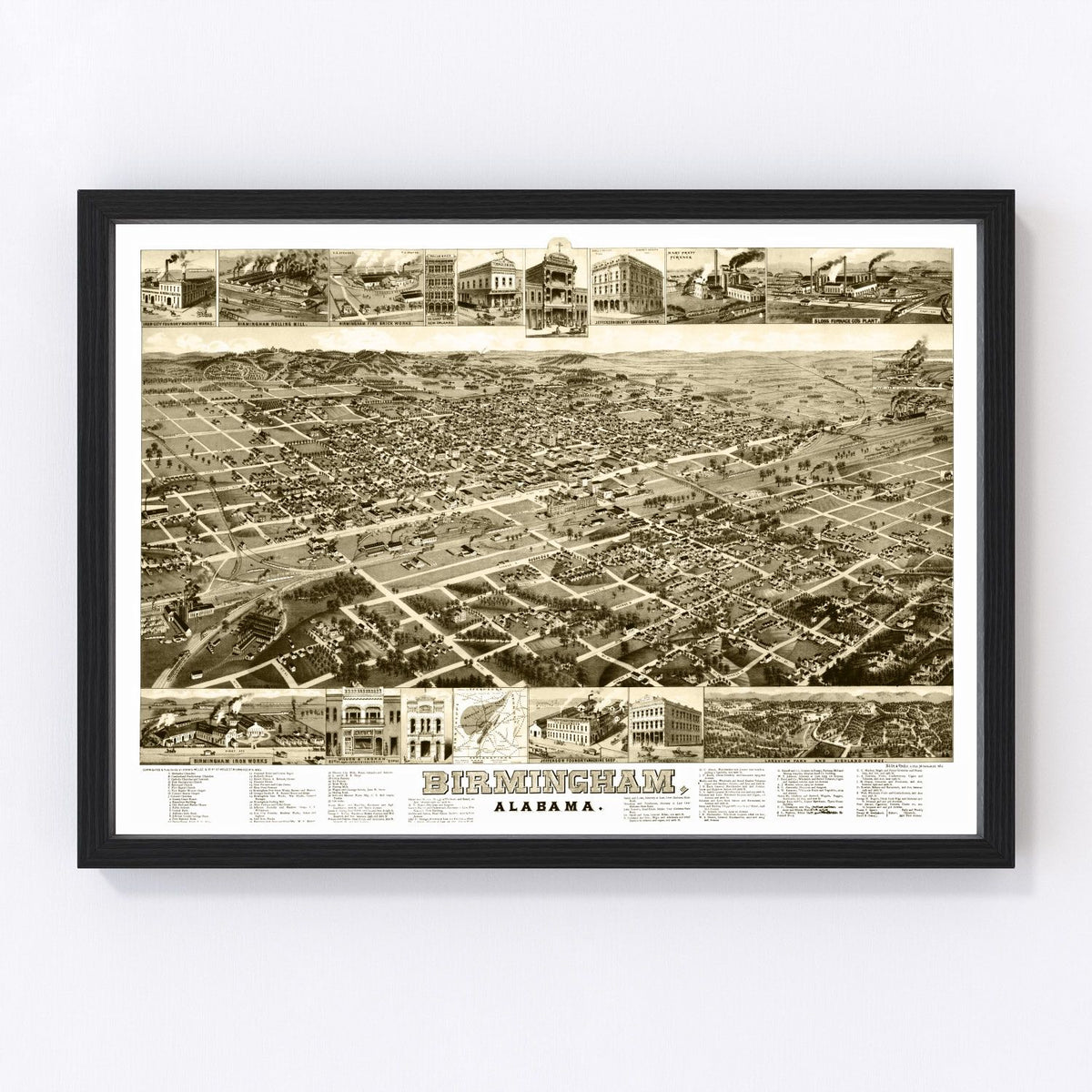 Birmingham Vintage Map 1885