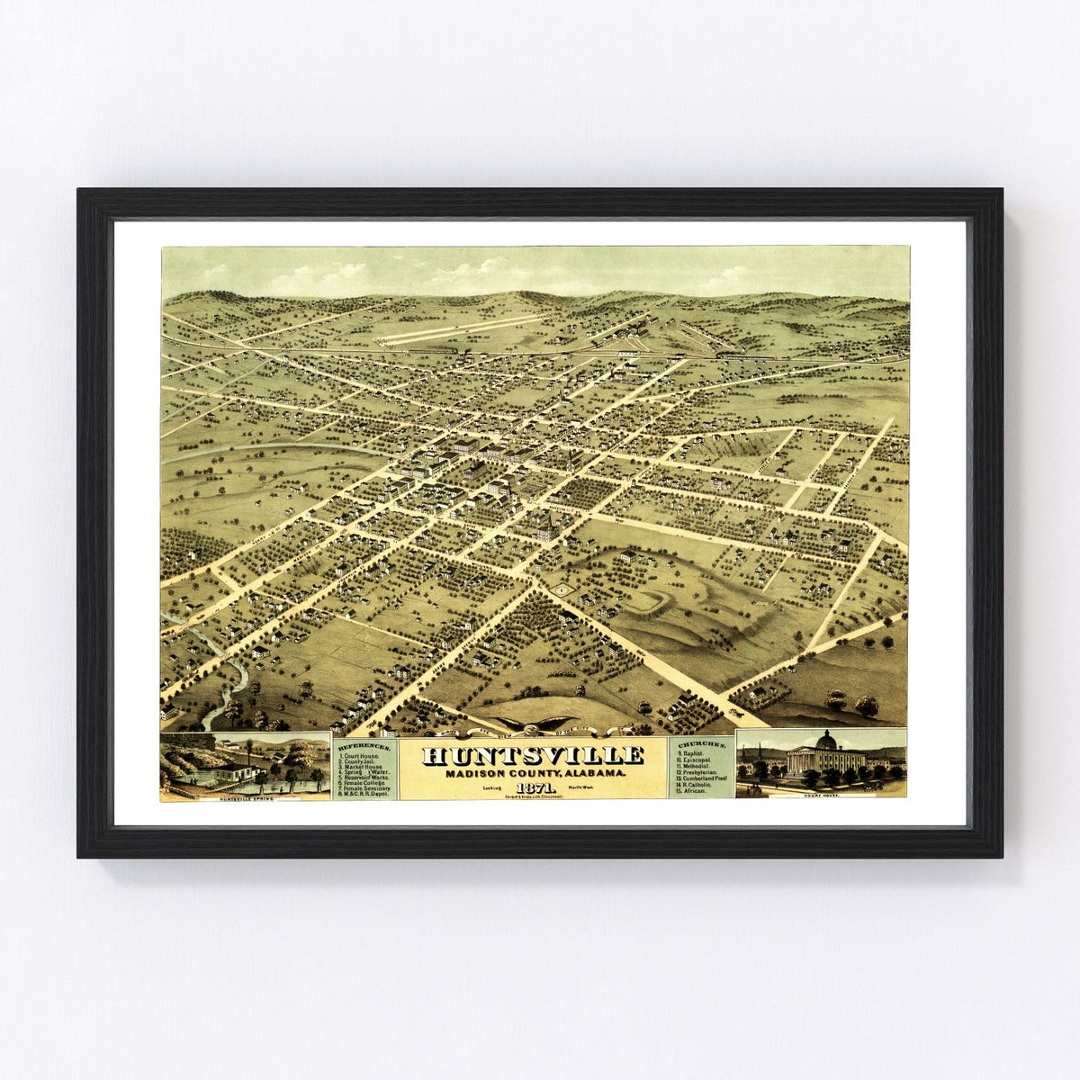 Huntsville Vintage Map 1871