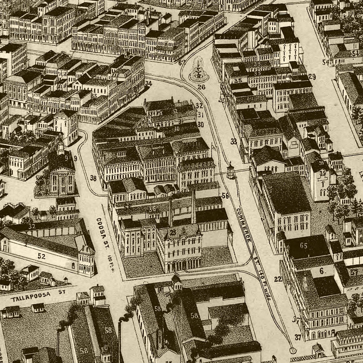Restored historic details from the 1887 city map of Montgomery, Alabama