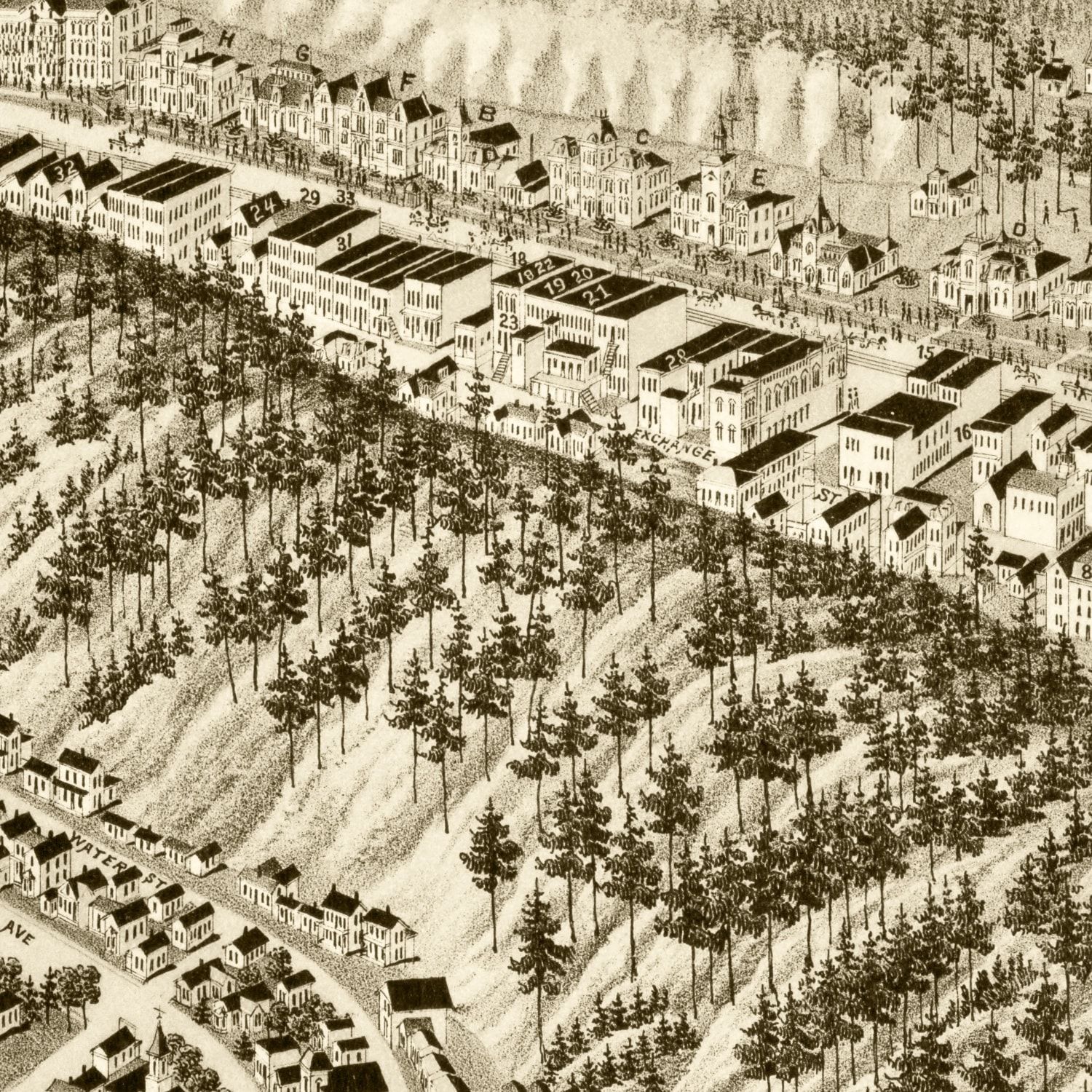 Restored historic details from the 1888 city map of Hot Springs, Arkansas