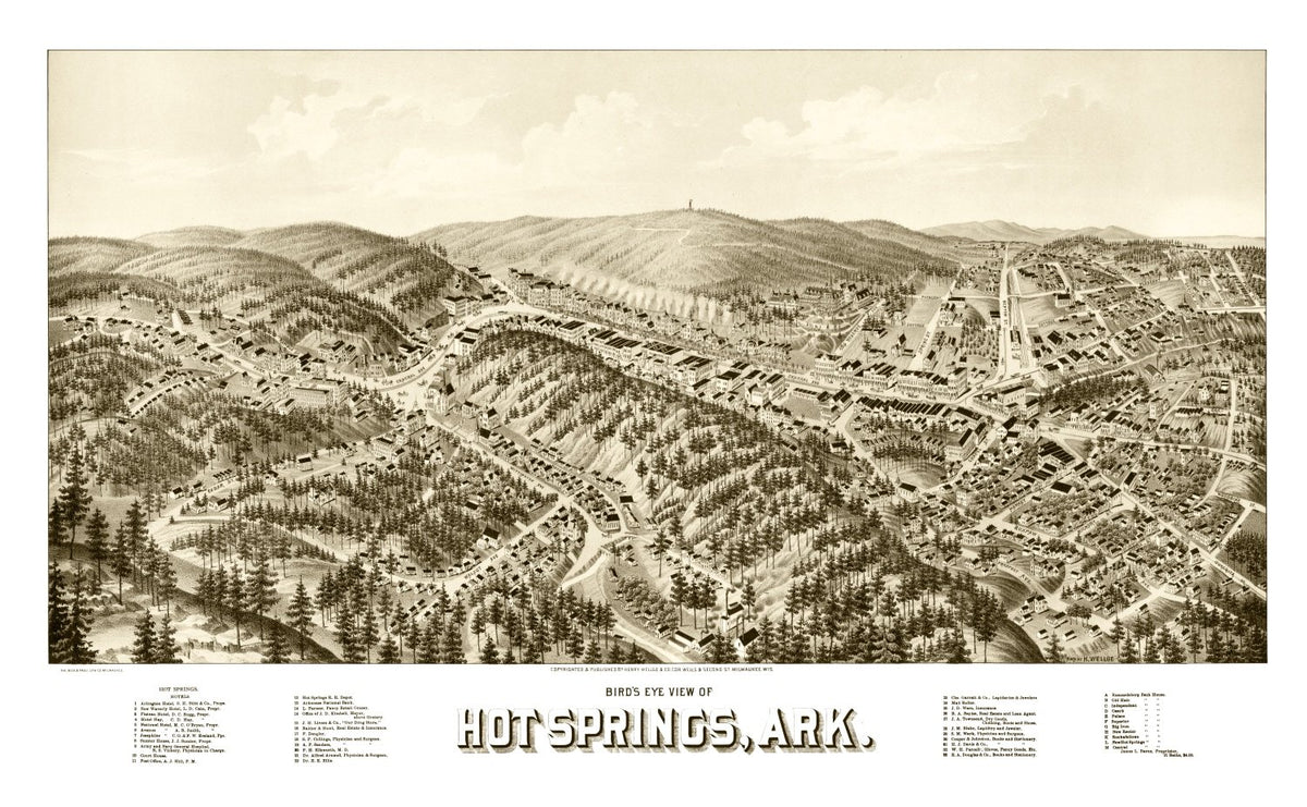 Preview of Vintage Map of Hot Springs, Arkansas 1888