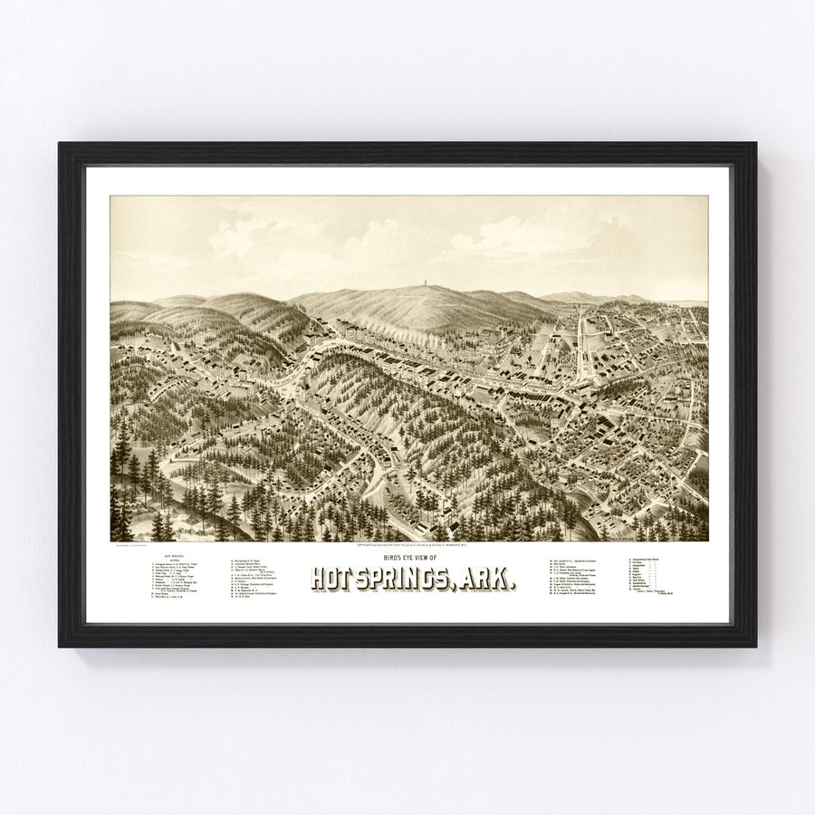 Vintage Map of Hot Springs, Arkansas 1888