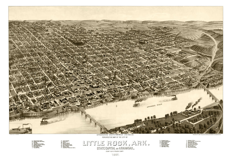 Size comparison using Vintage Map of Little Rock, Arkansas 1887