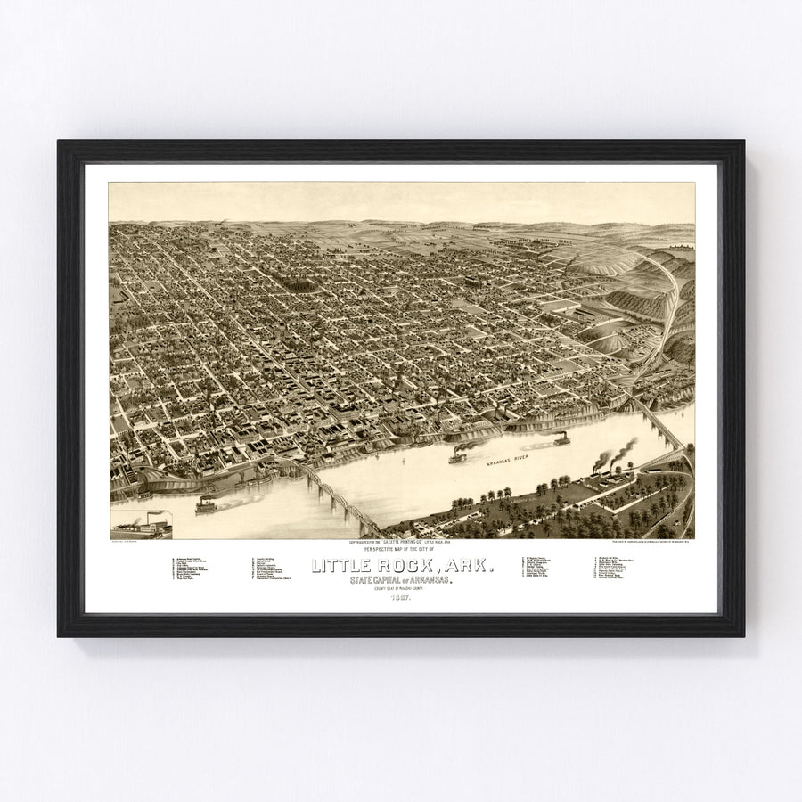 Vintage Map of Little Rock, Arkansas 1887