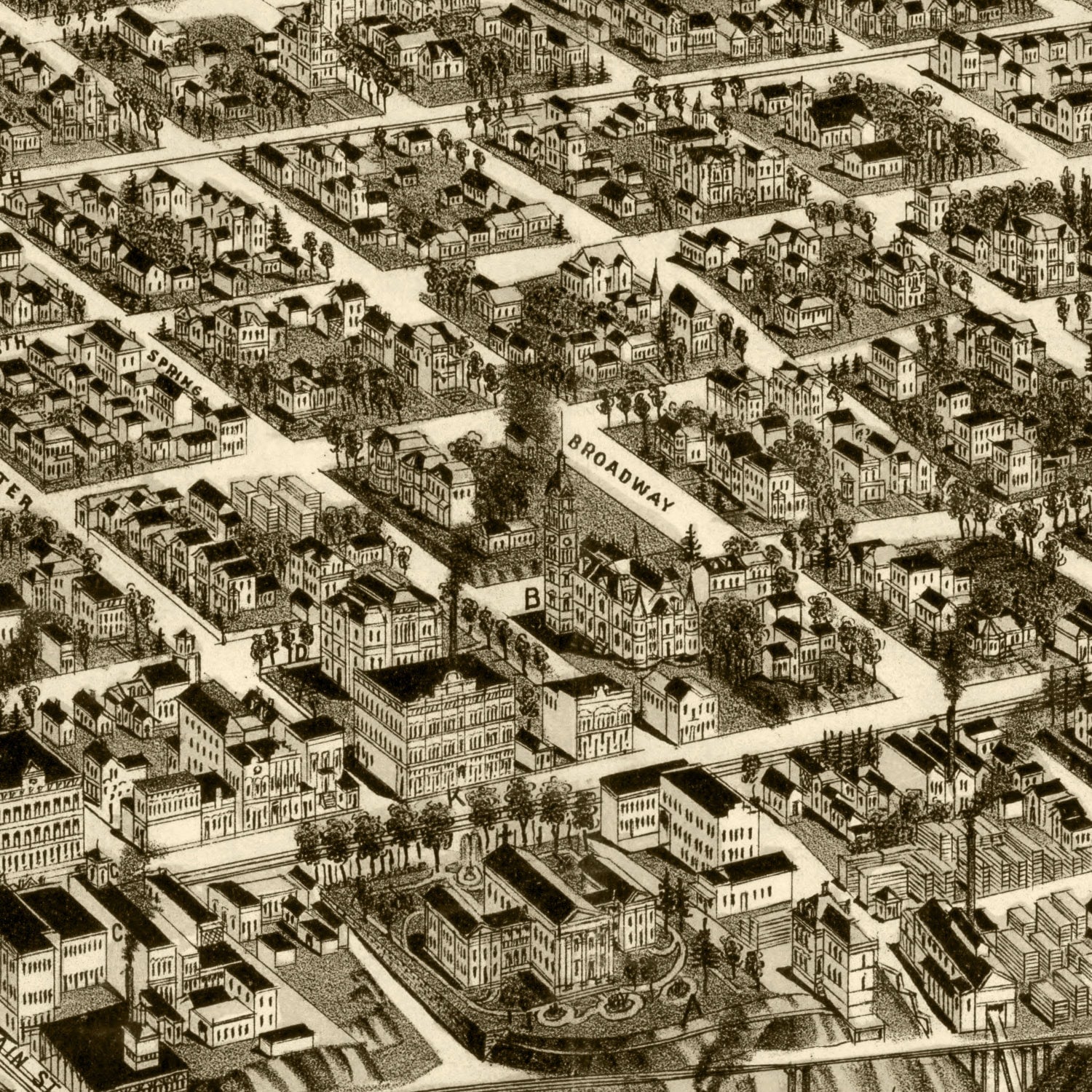 Restored historic details from the 1887 city map of Little Rock, Arkansas