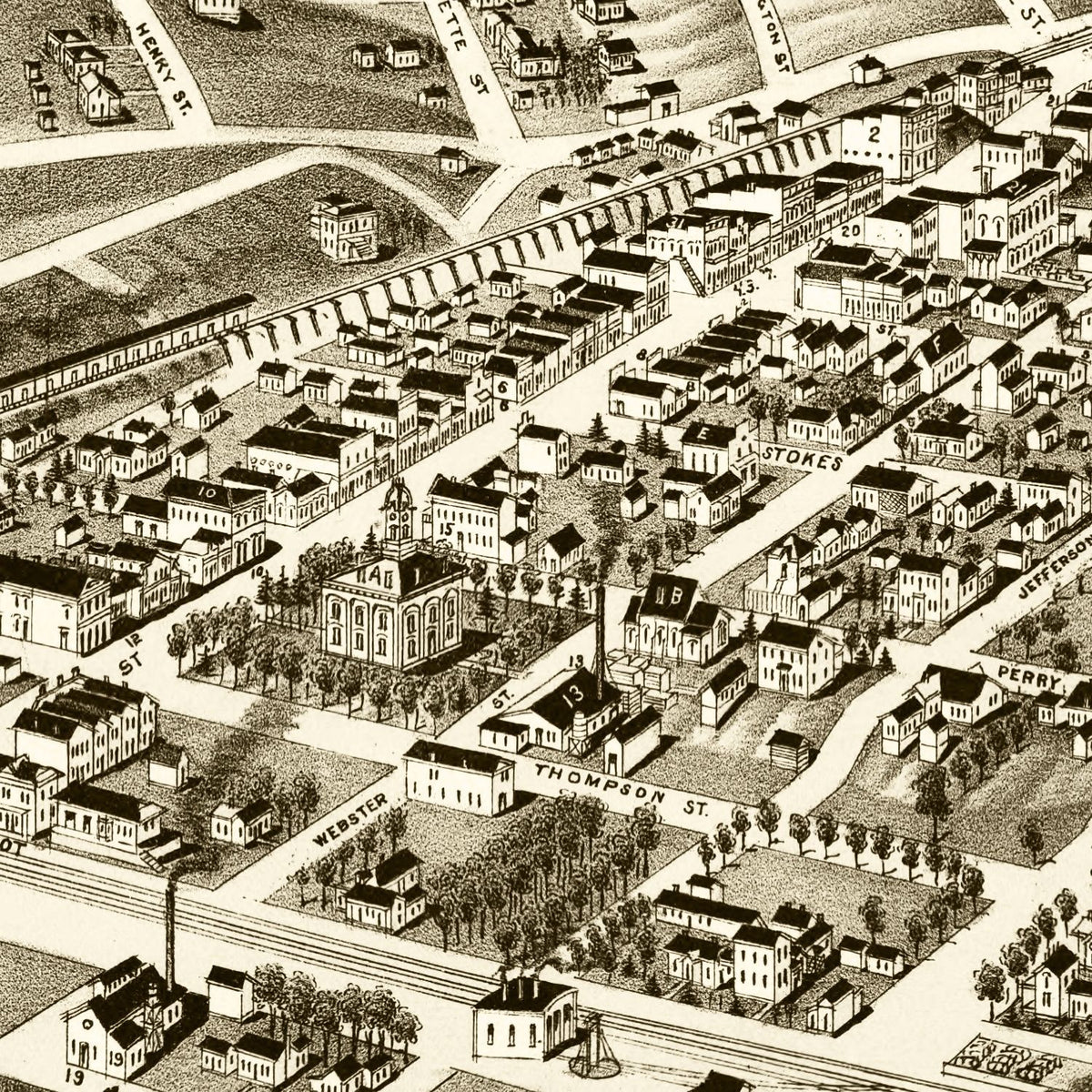 Restored historic details from the 1888 city map of Van Buren, Arkansas