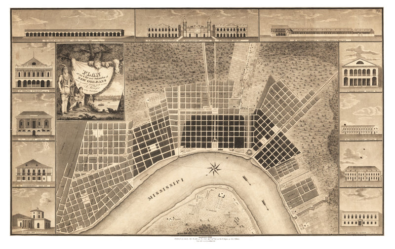 Size comparison using Vintage Map of New Orleans, Louisiana 1817
