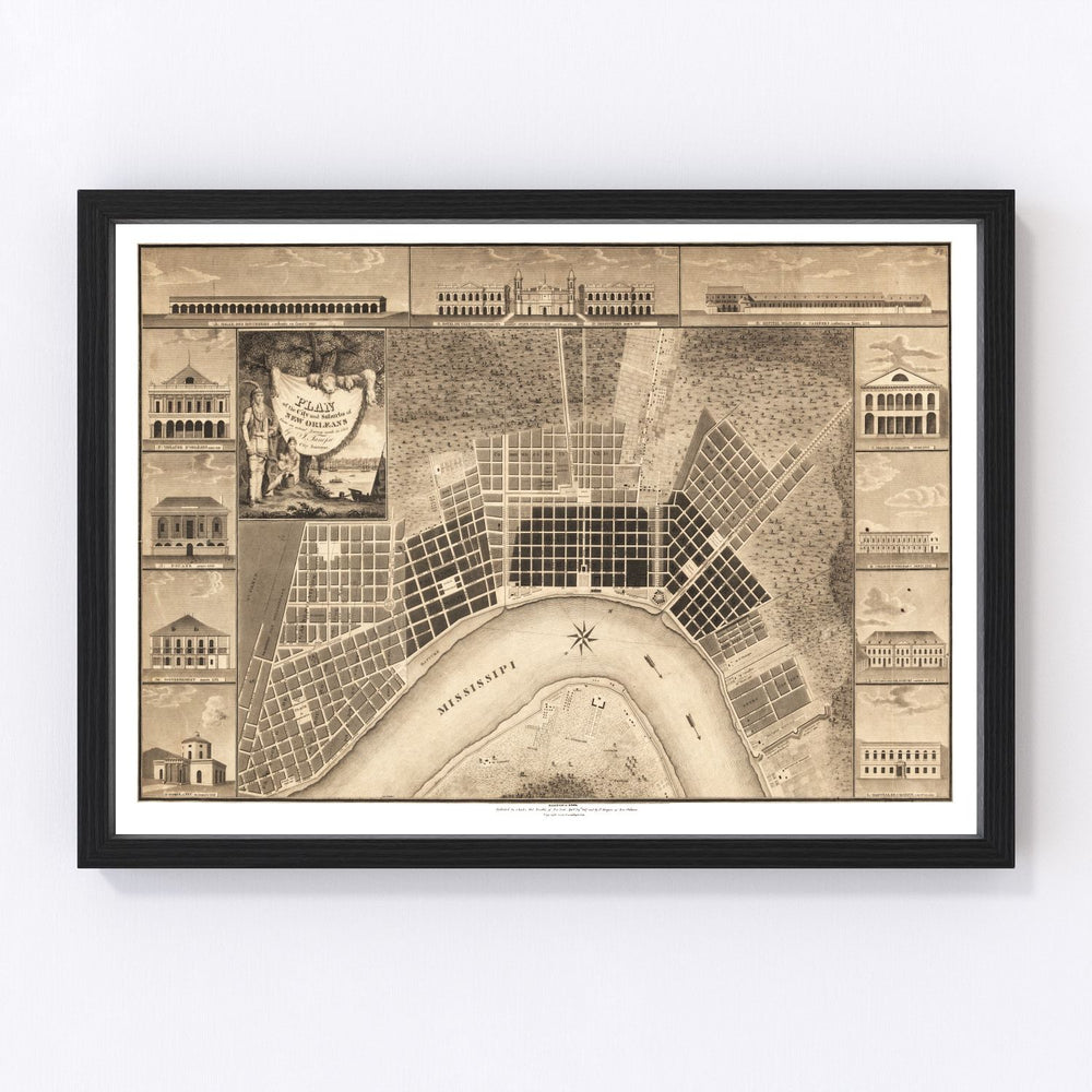 New Orleans Vintage Map 1817