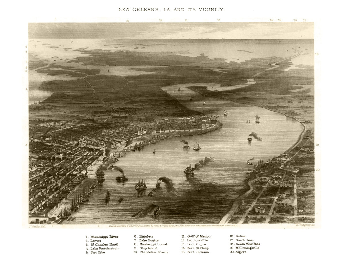 Preview of Vintage Map of New Orleans, Louisiana 1863
